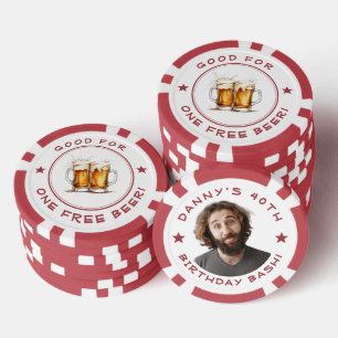 Personalised Funny Photo Good For One Beer Bar Poker Chips