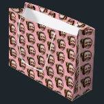 Personalised Funny Pink Custom Face Photo Girly Large Gift Bag<br><div class="desc">A funny personalised gift bag with your custom face photo. This custom face gift bag design is a beautiful way to personalised your gifts and presents. Funny and cute custom face gift bag with pink background. Customise the face and make your own funny face gift bag.</div>