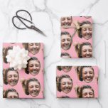 Personalised Funny Pink Custom Face Photo Girly Wrapping Paper Sheet<br><div class="desc">A funny personalised wrapping paper with your custom face photo. This custom face wrapping paper design is a beautiful way to personalised your gifts and presents. Funny and cute custom face wrapping paper with pink background. Customise the face and make your own funny face wrapping paper.</div>