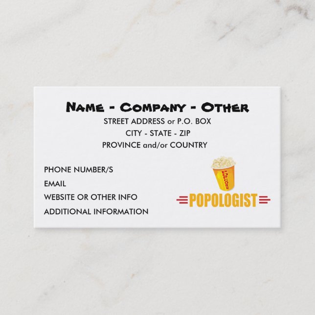 Personalised Funny Popcorn Business Card (Front)