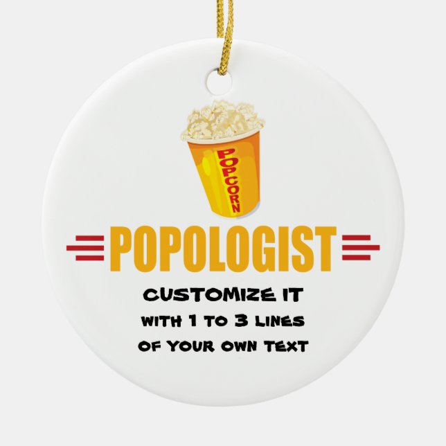 Personalised Funny Popcorn Ceramic Tree Decoration (Front)