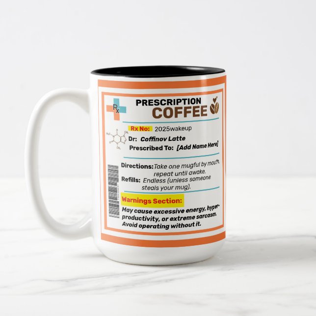 Personalised Funny Prescription Coffee Mug  (Left)