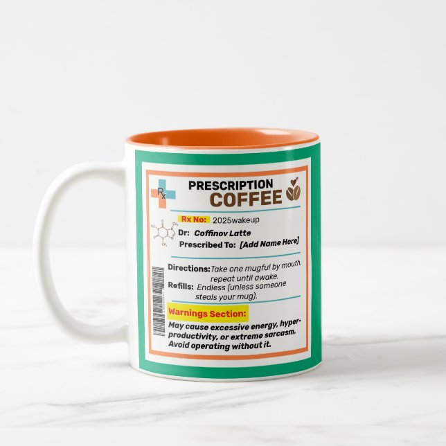 Personalised Funny Prescription Coffee Mug  (Left)