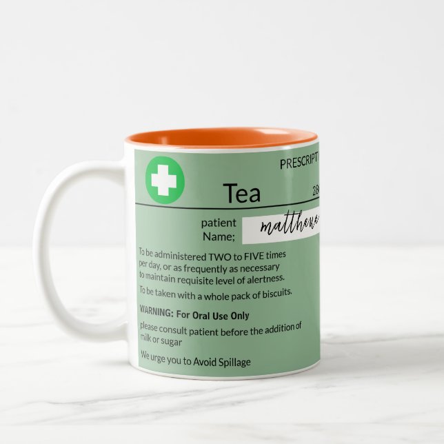 Personalised funny Prescription Coffee Tea Mug (Left)