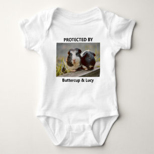 Personalised Funny Protected By Pet Photo Baby Bodysuit