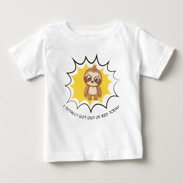 Personalised Funny Quote | Sloth Template Unisex Baby T-Shirt (Front)