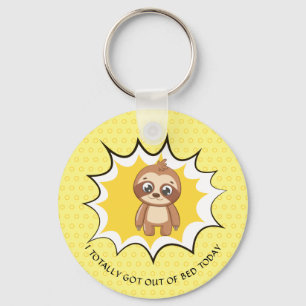 Personalised Funny Quote   Yellow Polka Dot Sloth Key Ring