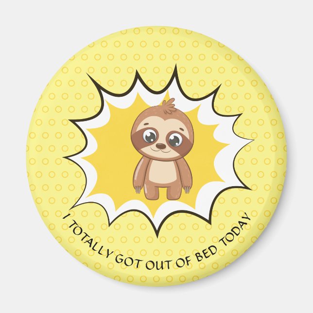 Personalised Funny Quote | Yellow Polka Dot Sloth Magnet (Front)