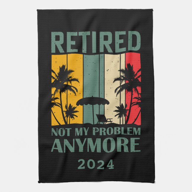 Personalised funny retirement officially retired tea towel (Vertical)