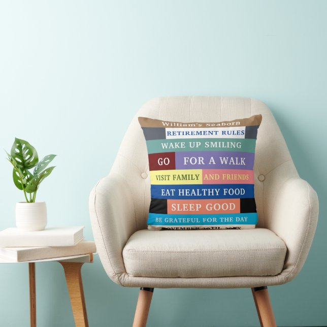 Personalised Funny Retirement Rules Humour Cushion (Chair)