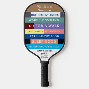 Personalised Funny Retirement Rules Humour Pickleball Paddle