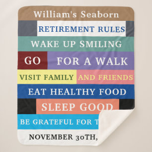 Personalised Funny Retirement Rules Humour Sherpa Blanket