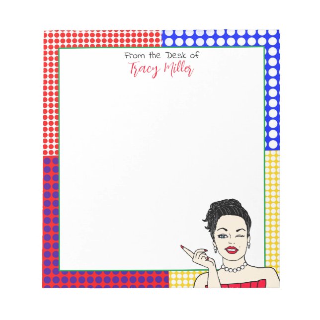 Personalised Funny Sarcastic Retro Lady   Notepad (Front)