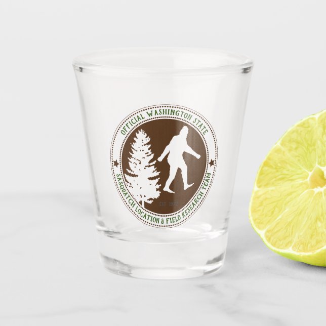 Personalised Funny Sasquatch Location and Research Shot Glass (Front)
