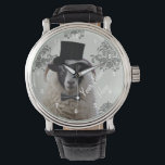 Personalised funny sheep  character watch<br><div class="desc">Easily personalise this funny cute sheep  character wearing black wedding top hat  on a vintage grey and white damask background,  with your name or monogram initials.  Delete the  numbers / numerals if you wish. For matching products and more fun animal characters visit the VINTAGEPRINTSTORE.  Design by Oconnart.</div>