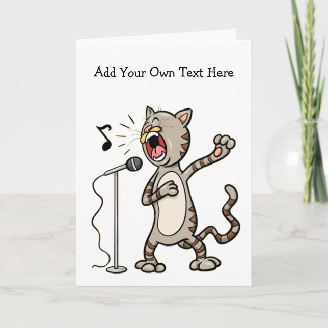 Personalised Funny Singing Cat Greeting Cards (Front)