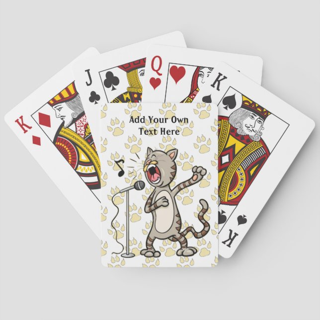 Personalised Funny Singing Cat Playing Cards (Back)