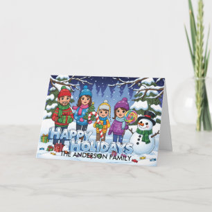 Personalised Funny Snow Scene Holiday Greeting Card