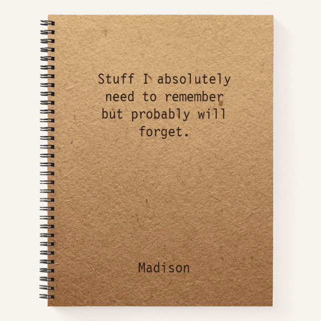 Personalised Funny Stuff I Need To Remember Notebook (Front)