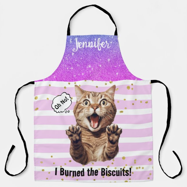 Personalised Funny Tabby Cat Apron (Front)