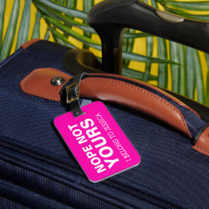 Personalised Funny Travel   Bright Pink Luggage Tag
