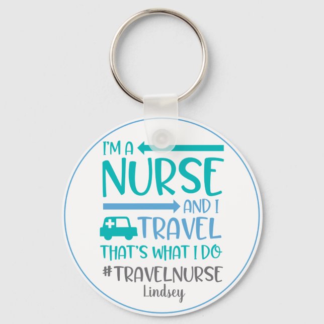 Personalised Funny Travel Nurse Keychain (Front)
