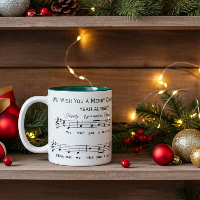 Personalised Funny "We Wish You a Merry Christmas" Two-Tone Coffee Mug (Creator Uploaded)