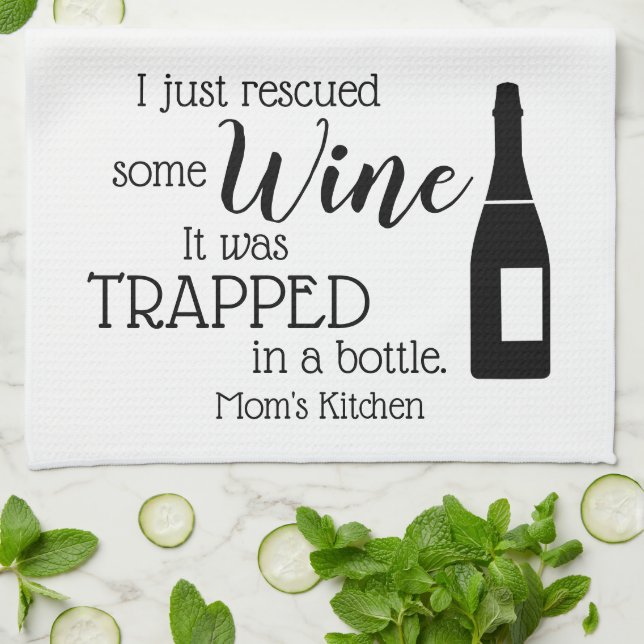 Personalised Funny Wine Lover Quote Mum Kitchen Tea Towel (Folded)