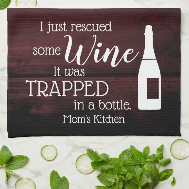 Personalised Funny Wine Lover Quote Mum Kitchen Tea Towel (Folded)
