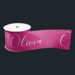 Personalised Fuscia Pink Elegant Name Satin Ribbon<br><div class="desc">Elegant pink fuscia personalised gift wrapping ribbon. Perfect for a special birthday party.</div>