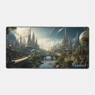 Personalised Future City Landscape Desk Mat 
