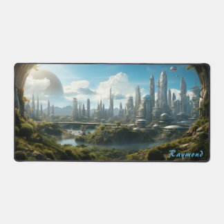 Personalised Future City Landscape Desk Mat 