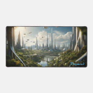 Personalised Future City Landscape Desk Mat