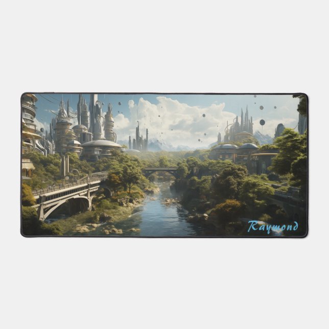 Personalised Future City Landscape Desk Mat  (Front)
