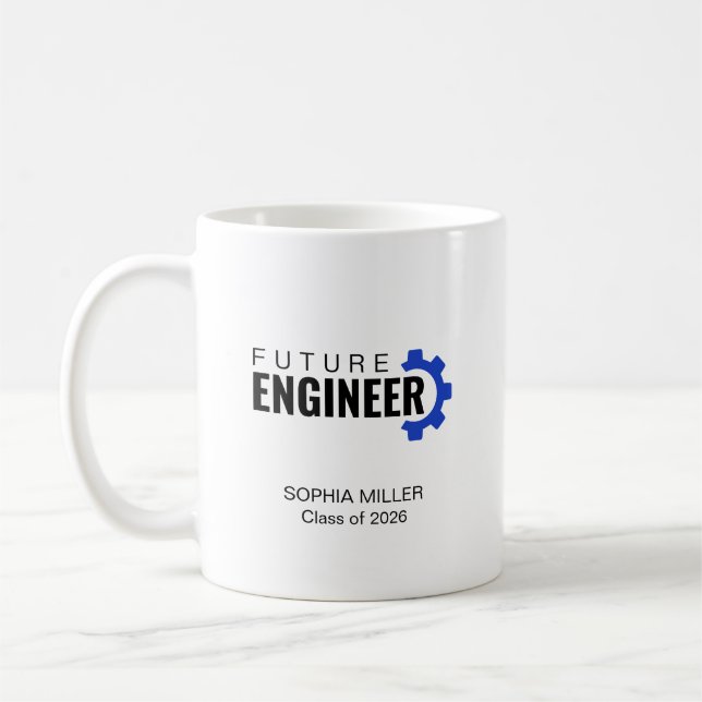Personalised Future Engineer Graduation Coffee Mug (Left)