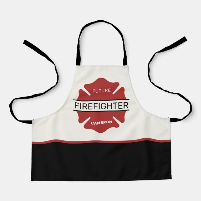 Personalised Future Firefighter Red Logo Symbol  Apron (Front)