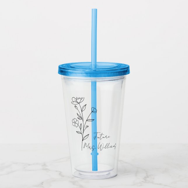 Personalised future Mrs iced coffee cup custom  (Front)