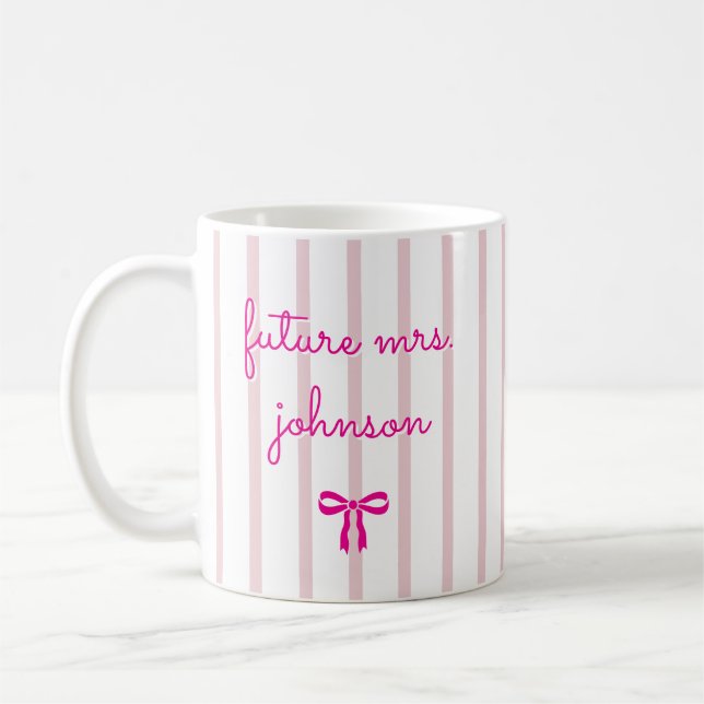 Personalised Future Mrs Stripe Engaged Bride to Be Coffee Mug (Left)