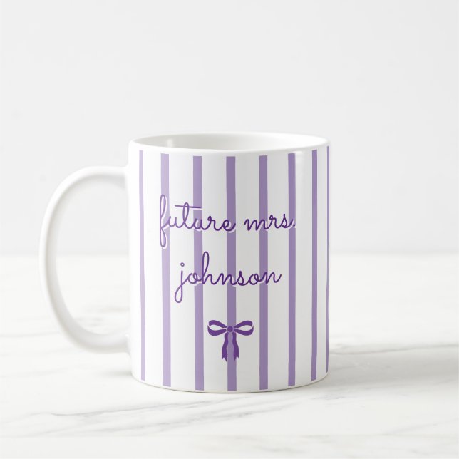 Personalised Future Mrs Stripe Engaged Bride to Be Coffee Mug (Left)