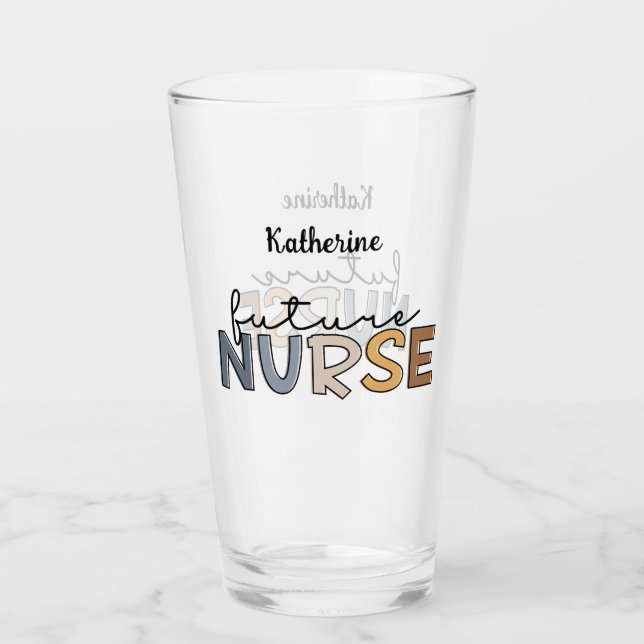 Personalised Future Nurse | Nursing Student Gifts Glass (Front)