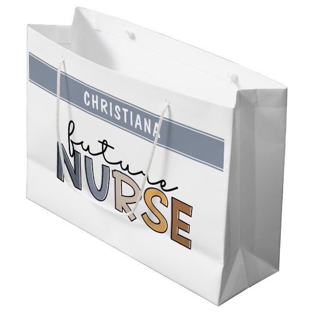Personalised Future Nurse | Nursing Student Gifts Large Gift Bag (Front Angled)