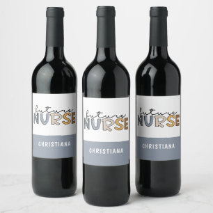 Personalised Future Nurse Nursing Student Gifts Wine Label