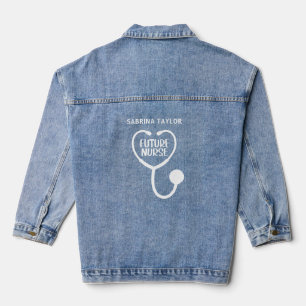 Personalised Future Nurse Stethoscope  Denim Jacket
