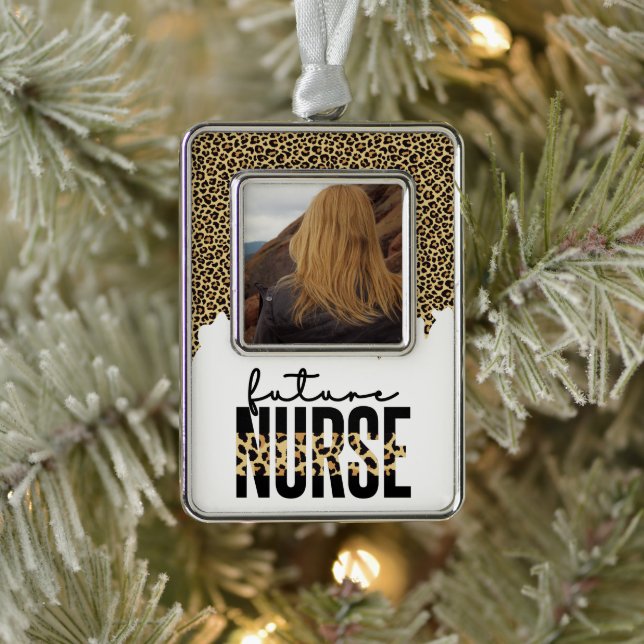 Personalised Future Nurse Student Nurse Photo Silver Plated Framed Ornament (Tree)