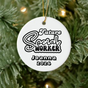 Personalised Future Social Worker Ceramic Ornament