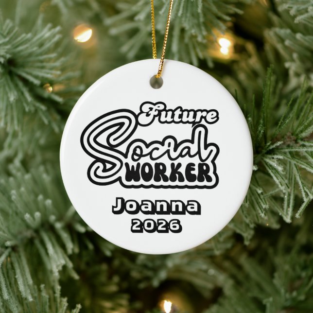 Personalised Future Social Worker Ceramic Ornament (Tree)