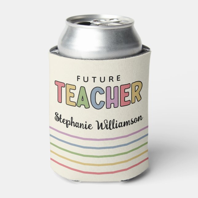 Personalised Future Teacher Colourful Cute Gifts Can Cooler (Can Front)
