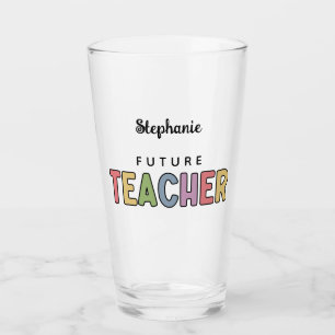 Personalised Future Teacher Colourful Cute Glass