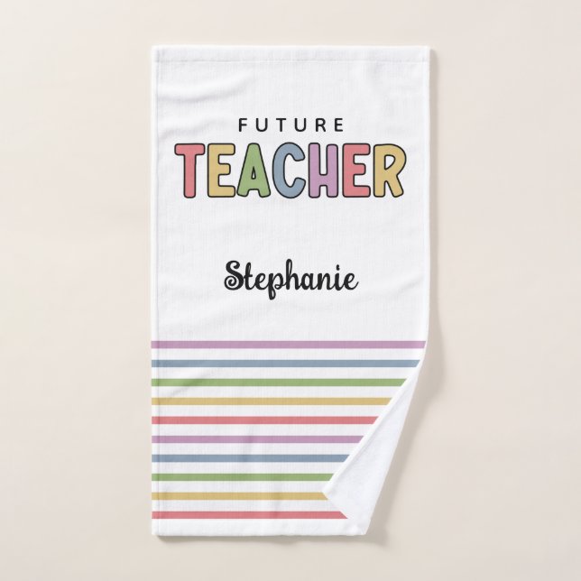 Personalised Future Teacher Colourful Cute Hand Towel (Hand Towel)