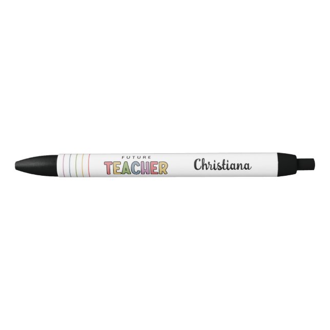 Personalised Future Teacher Colourful Gift Black Ink Pen (Front)